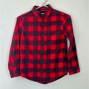 Boys Cat & Jack Check Long Sleeve SZ M(8-10) Button-Down Shirt Red/Black.